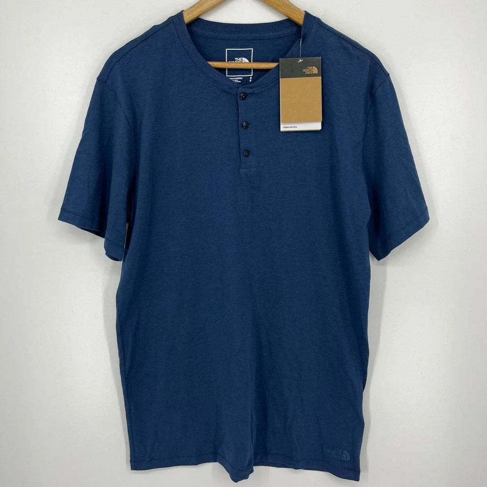 The North Face Terrain SS Henley T-Shirt Shady Blue Mens Small New NWT